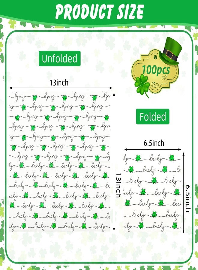 AimFun 100Pcs ‌St Patrick's Day Shamrock Paper Napkins - 6.5 Inch Disposable Green Lucky Clover Party Napkins for Irish Holiday, Baby Shower, Birthday & Spring Celebrations - Image 2